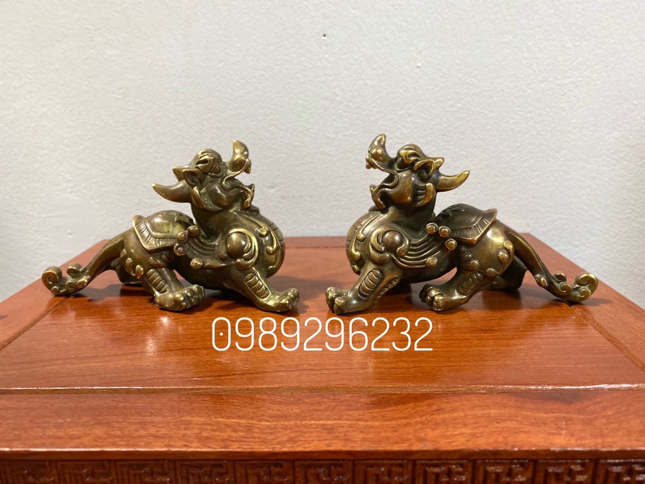 Cặp Tỳ Hưu phong thuỷ bằng đồng màu giả cổ