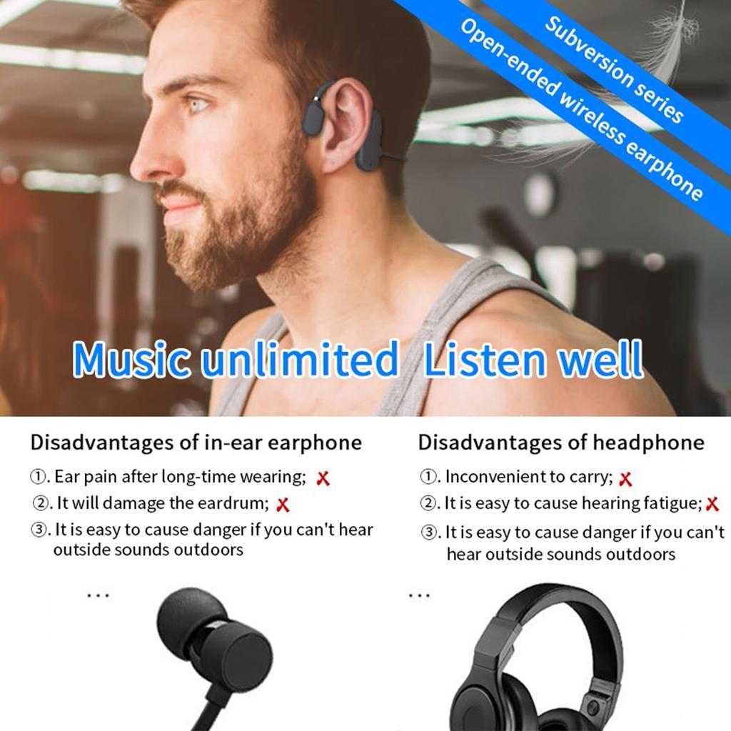 2x Bone Conduction Headphone Bluetooth 5.0 Sports Open Ear Wireless Headset