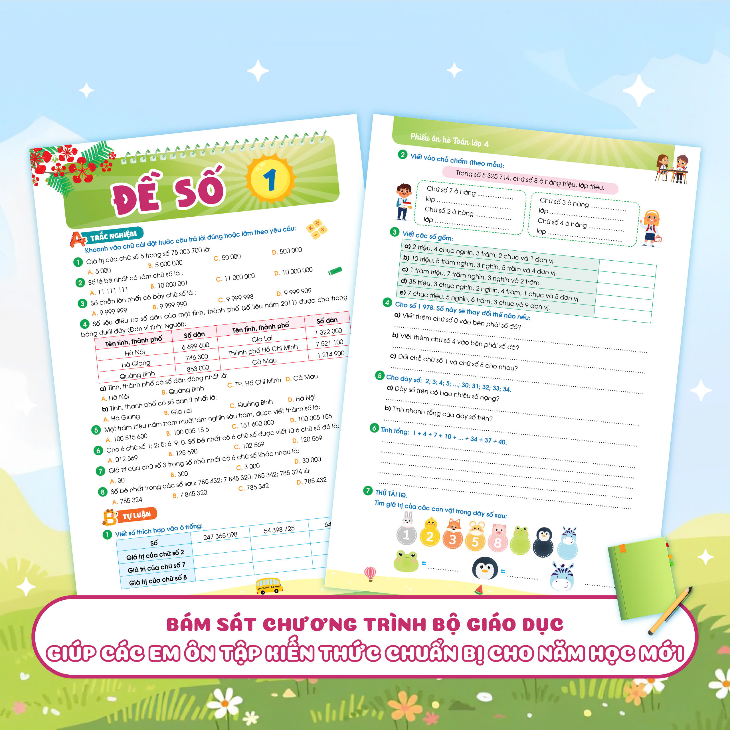Phiếu ôn hè Toán lớp 4