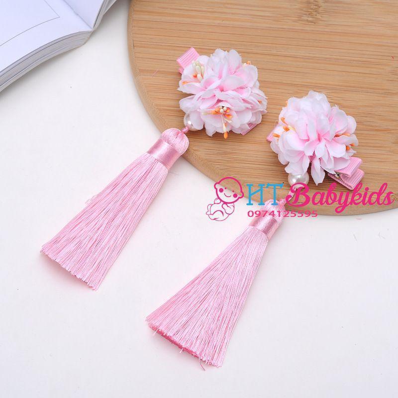 Set 2 Kẹp Tóc Hoa Tua Rua Phong Cách Trung Hoa Cổ Điển Cho Bé Gái