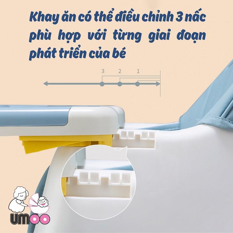 Ghế Ăn Dặm Gấp Gọn Có Bánh Xe Umoo UM0491 Xanh HỒngThiên Đường Trẻ Thơ