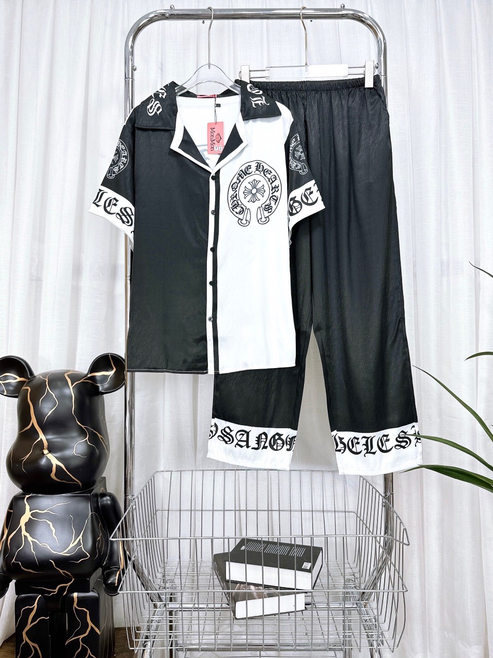 Đồ Bộ Lụa Gấm Xước Cao Cấp, Tay Ngắn, Bigsize, Pyjama, Hoạ Tiết, Dễ Thương, 65kg~85kg, LGX_TN_02