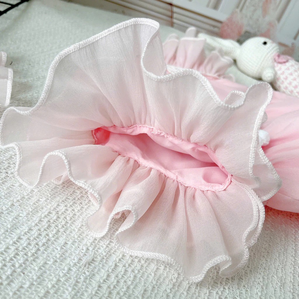 Set Body Cánh Tiên Đính Hoa Màu Hồng Kèm Băng Đô Cho Bé Gái Sơ Sinh 1 2 Tuổi Từ 3-11kg Dành Cho Bé Gái