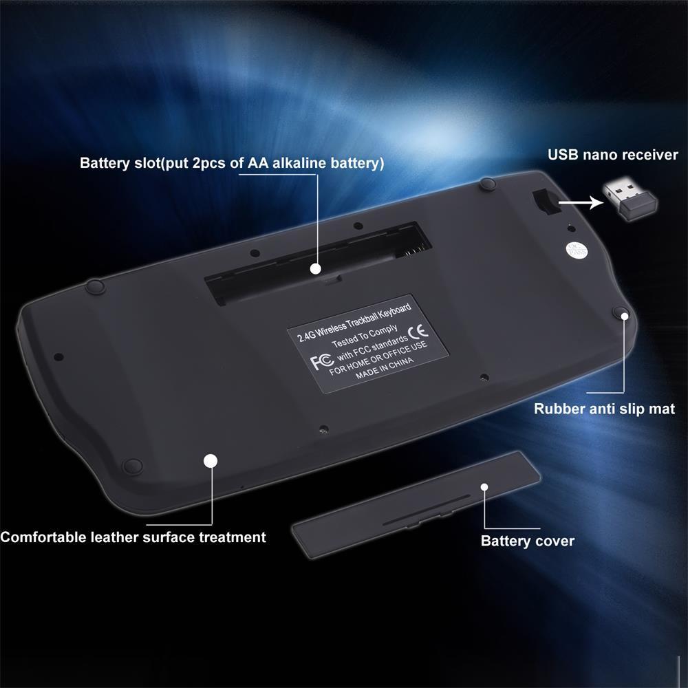 Mini 2.4G Wilreless Bàn Phím Trackball Bàn Phím Dành Cho Laptop Di Động Đa Năng Trackball Chuột Wilreless Bàn Phím