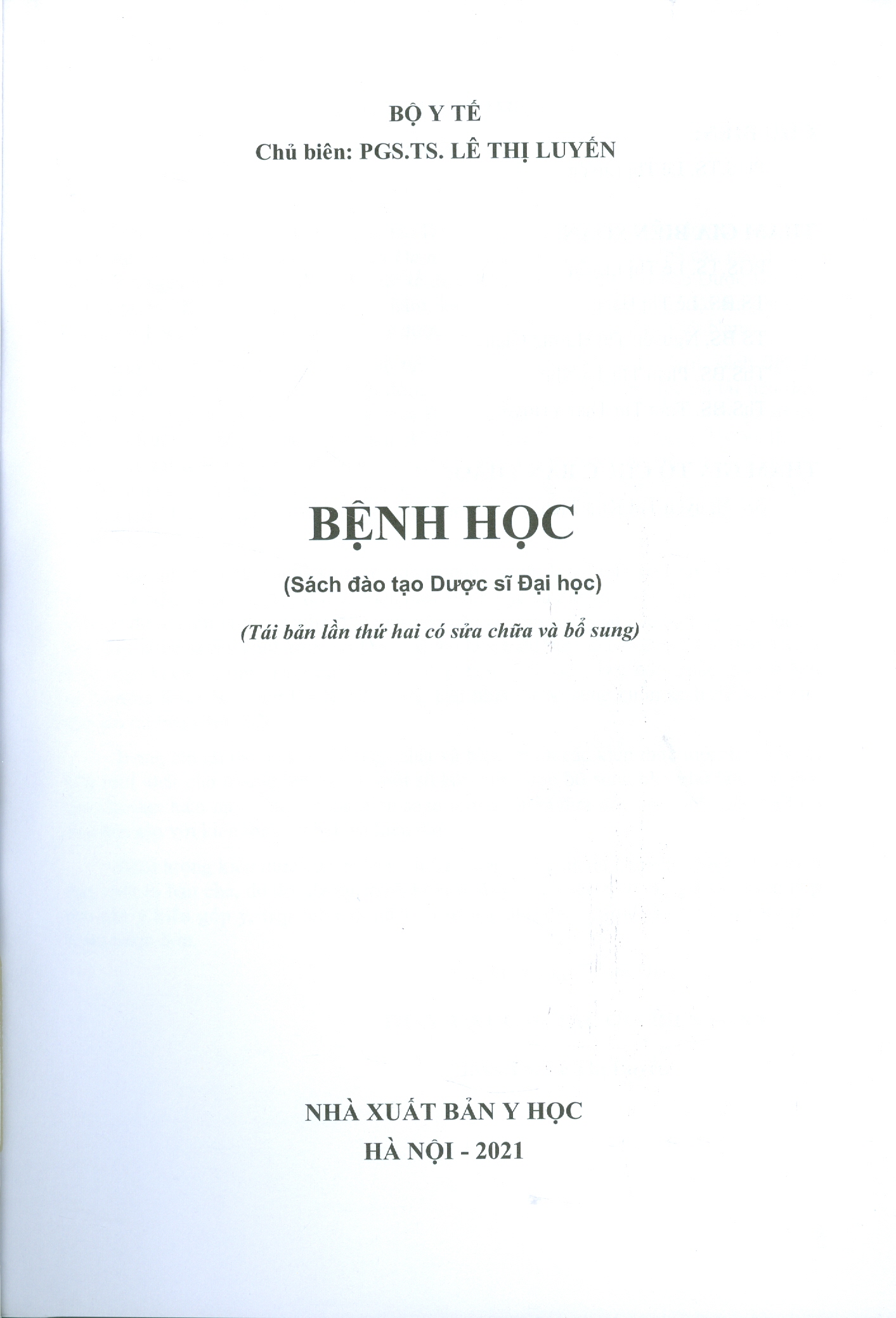 Bệnh Học - Tái bản lần thứ hai có sửa chữa và bổ sung