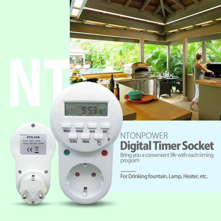 Timer hẹn giờ điện tử tắt mở thiết bị điện ETG-63A 8 chương trình