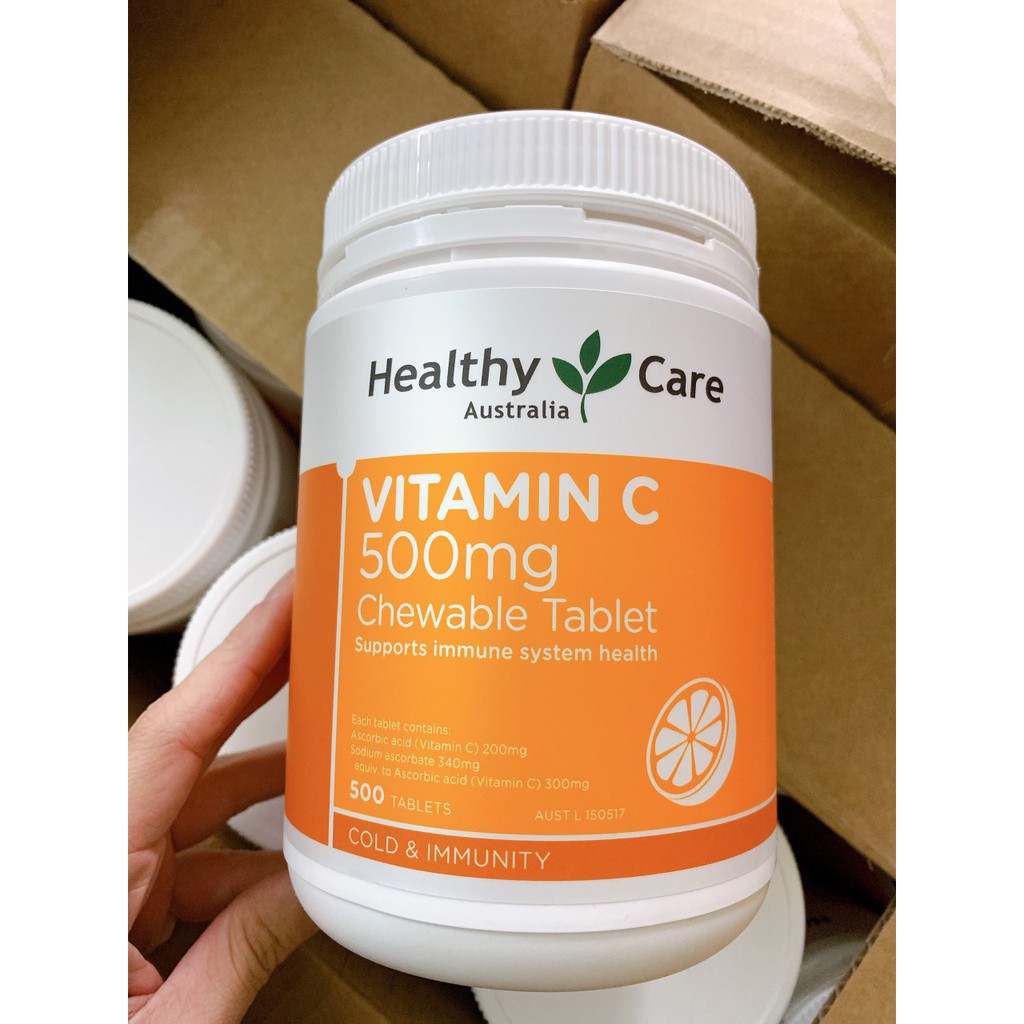 Kẹo Vitamin C Healthy Care - Úc tăng sức đề kháng, làm sáng da, chống lão hóa vị cam thơm ngon 500 viên