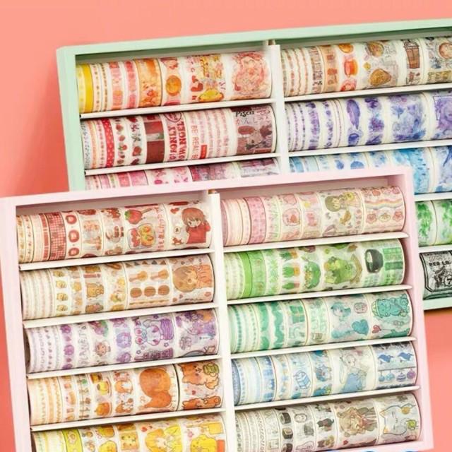 Hộp 100 cuộn washi tape dễ thương