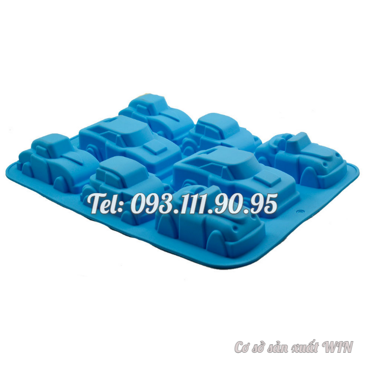 Khuôn silicon làm bánh, rau câu, socola 8 chiếc xe hơi – Mã số 1386