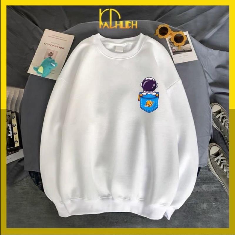 Áo sweater in phi hành gia logo ngực, vải nỉ mềm mịn nhiều màu lựa chọn