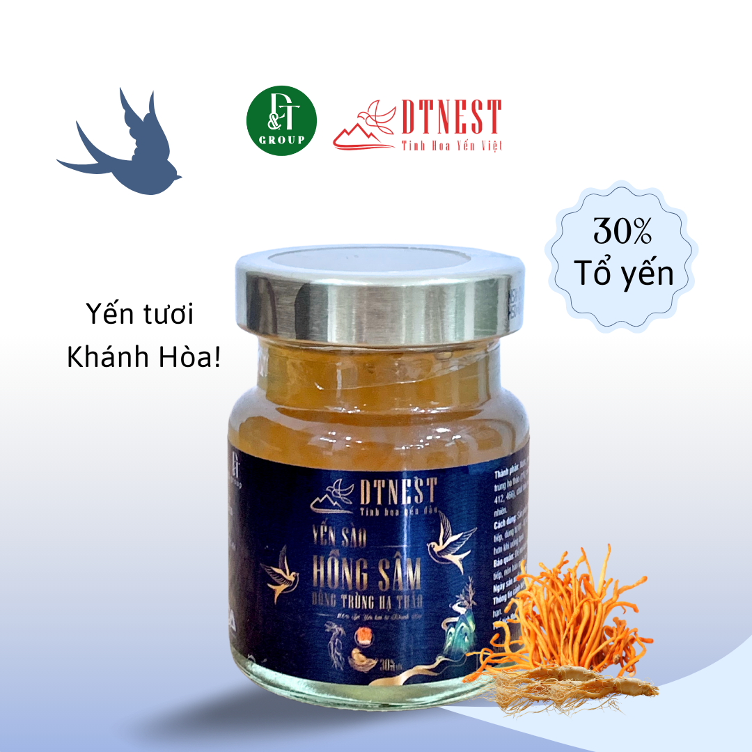 Đặc sản Khánh Hòa - Yến Chưng Hồng Sâm - Đông Trùng Hạ Thảo 70ml DT NEST DT FOOD