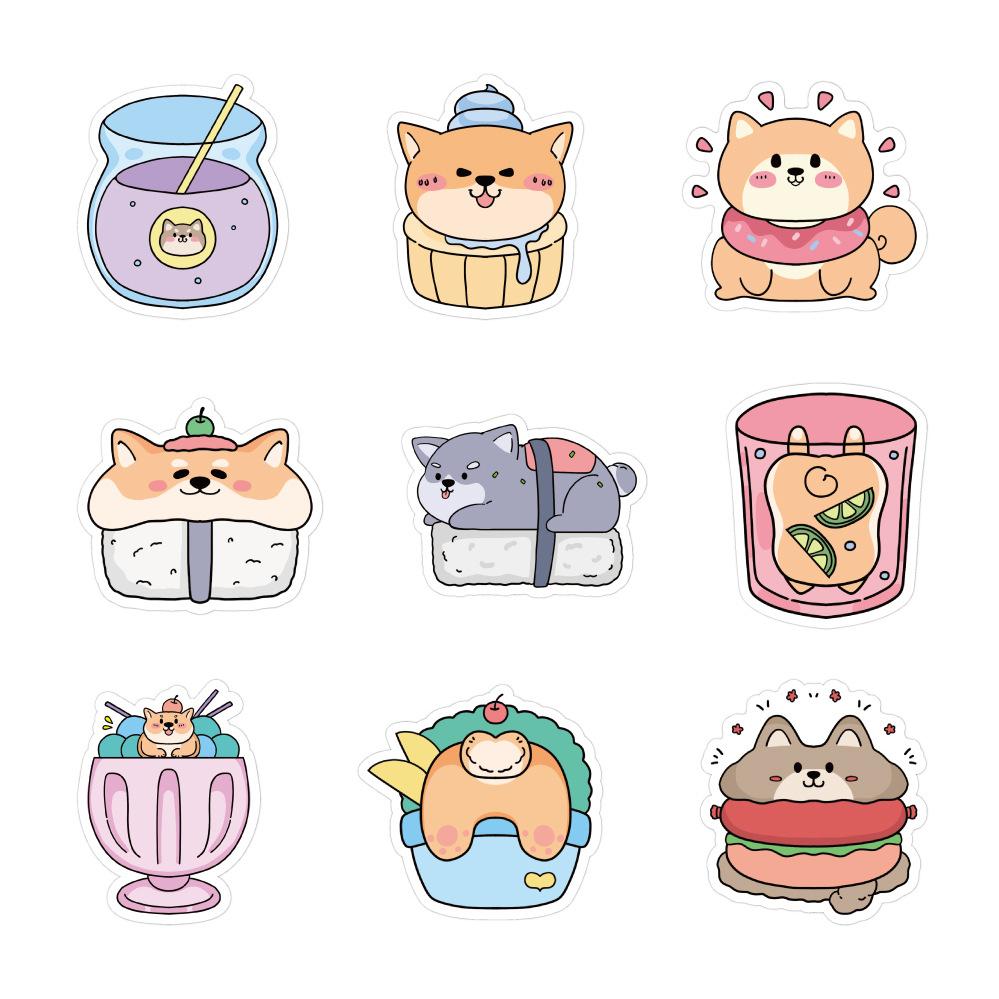 Sticker CHÓ SHIBA INU CHIBI hoạt hình cute trang trí mũ bảo hiểm,guitar,ukulele,điện thoại,sổ tay,laptop