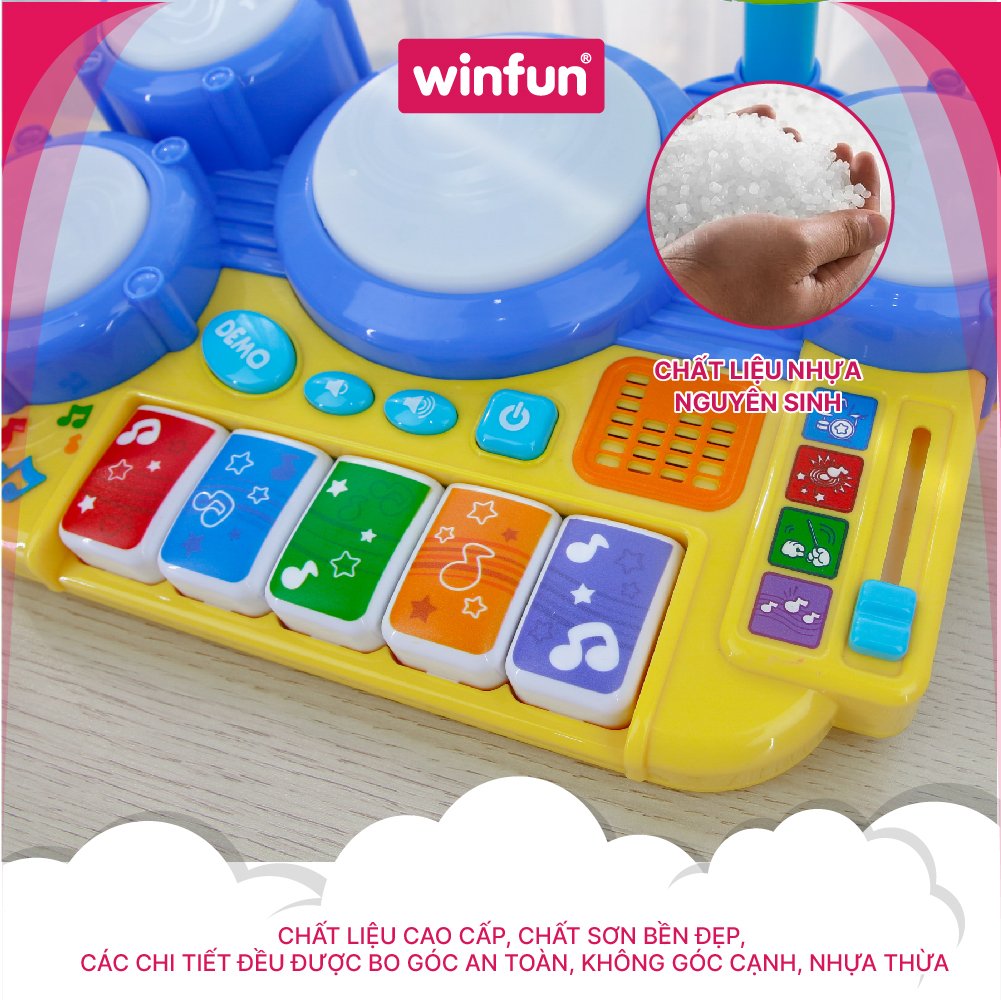 Bộ đồ chơi trống đàn kết hợp có đèn nhạc 2034 hiệu Winfun