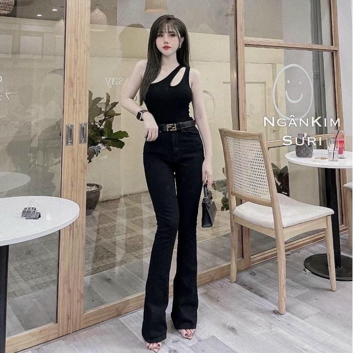 Áo kiểu sát nách khoét ngực ôm body, Áo thun khoét cổ dáng ngắn croptop PC990 - NhiNhi Shop