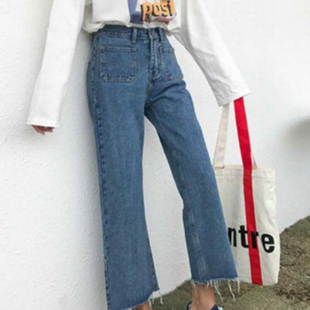 (Có sẵn) Quần jeans lững dáng rộng nữ quần túi hộp ulzzang