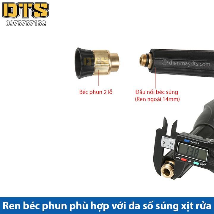 Béc xịt rửa xe 2 lỗ bằng đồng gắn súng xịt rửa áp lực cao