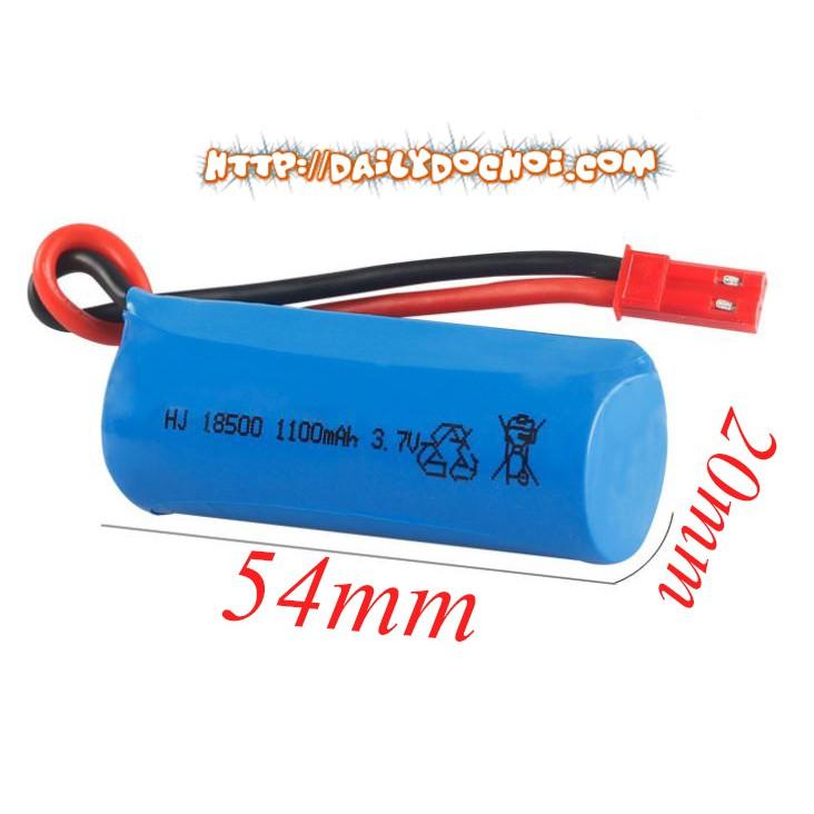 Pin sạc hình trụ 3.7V dung lượng 1100mAh chân cắm đỏ jack JST