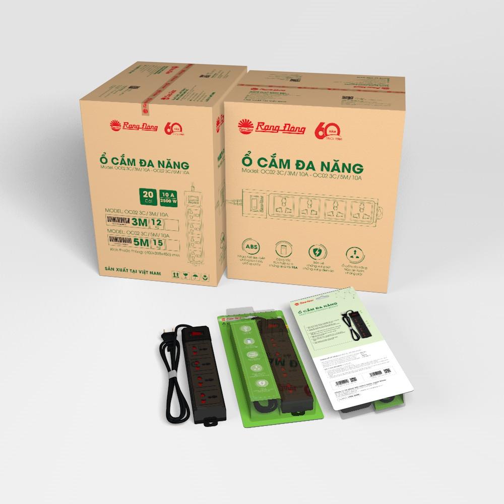 Ổ cắm đa năng 3m Rạng Đông Model: OC02 4C/3M/10A