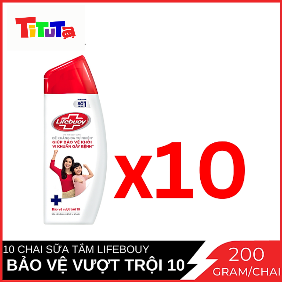 [HÀNG KHUYẾN MÃI] Combo 10 Chai Sữa tắm Lifebuoy Bảo Vệ Khỏi Vi Khuẩn Chai 200g