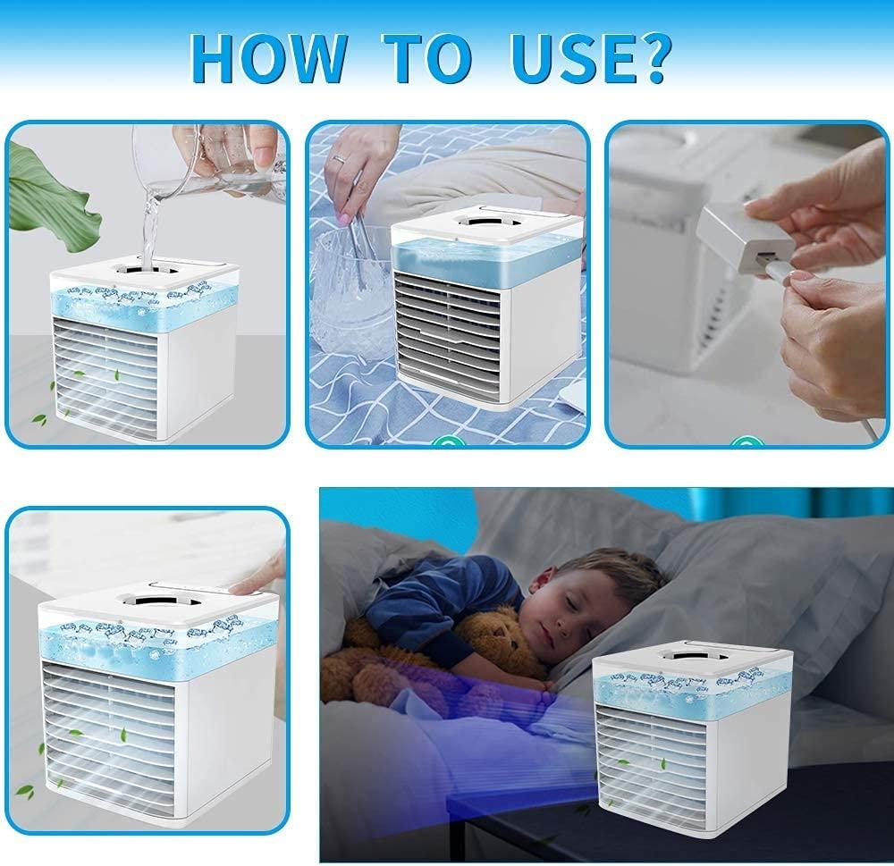 Máy điều hòa không khí di động, Quạt điều chỉnh USB di động Máy làm ẩm không khí mini Máy lọc cá nhân mạnh mẽ cho văn phòng phòng ngủ tã trắng