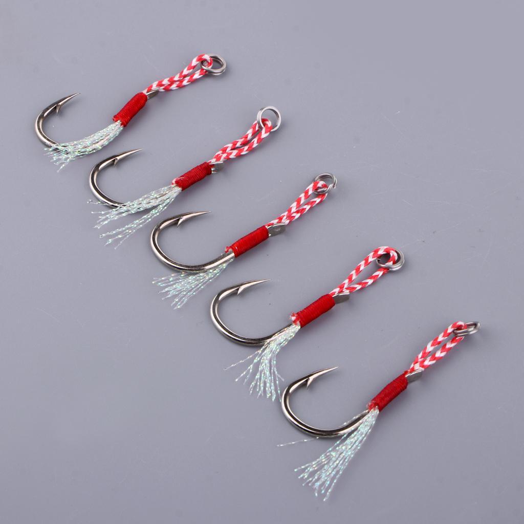 4-7pack 5pcs Carbon Steel Assist Hooks Fishing Jig Hooks Live Baits Hooks 020