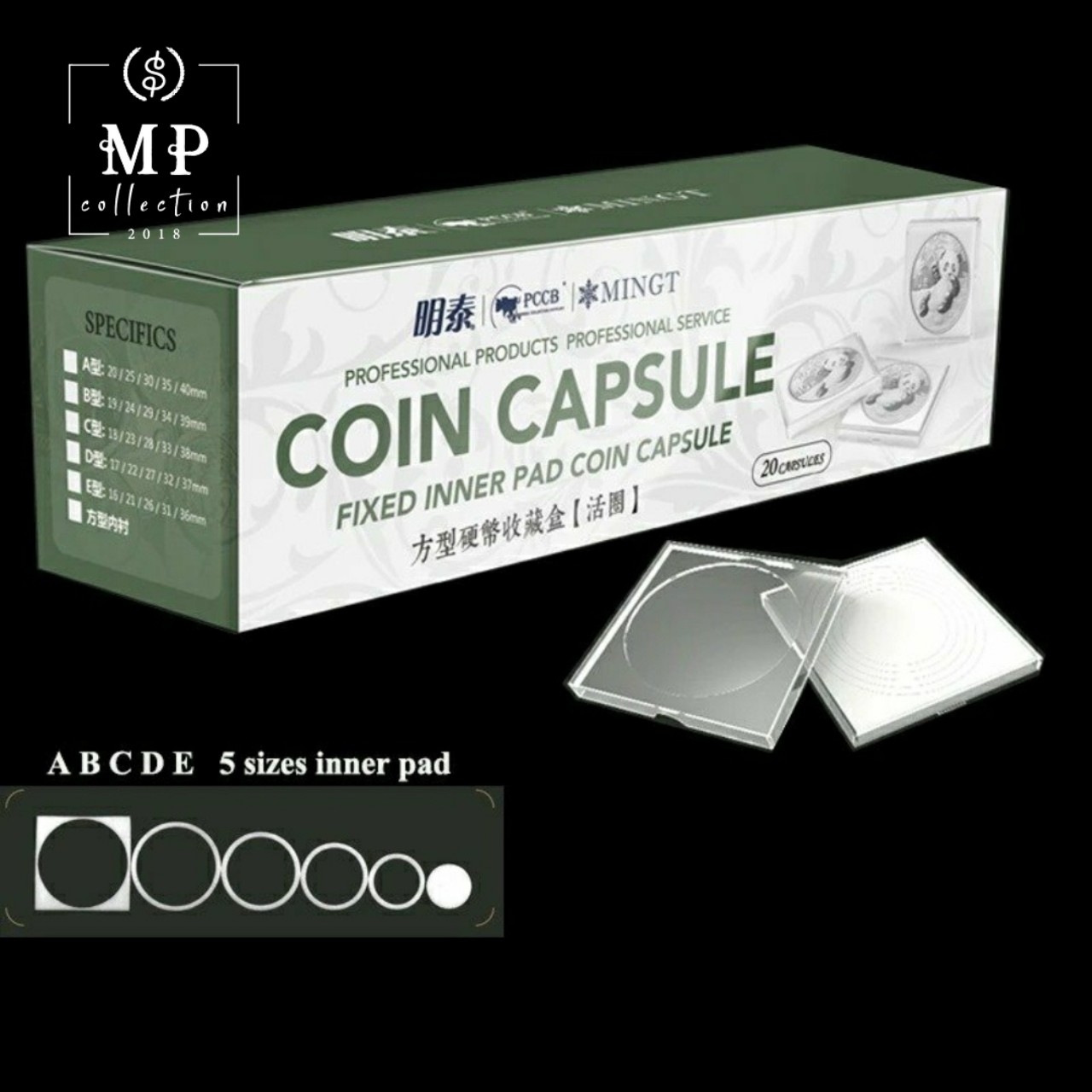 Hộp 20 Capsule vuông đựng xu dùng để bảo quản xu sưu tầm