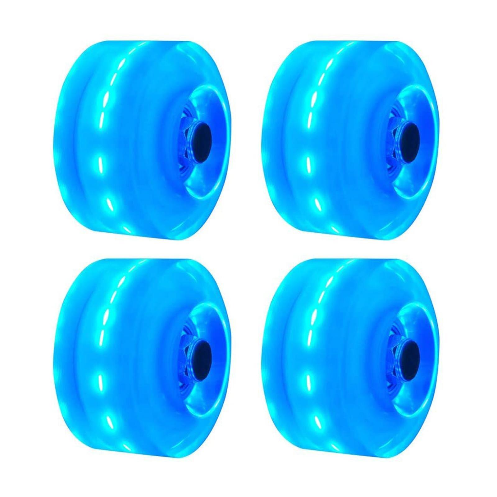 4pcs Roller Skate Wheels Light Flash for Double Row Skating Blue