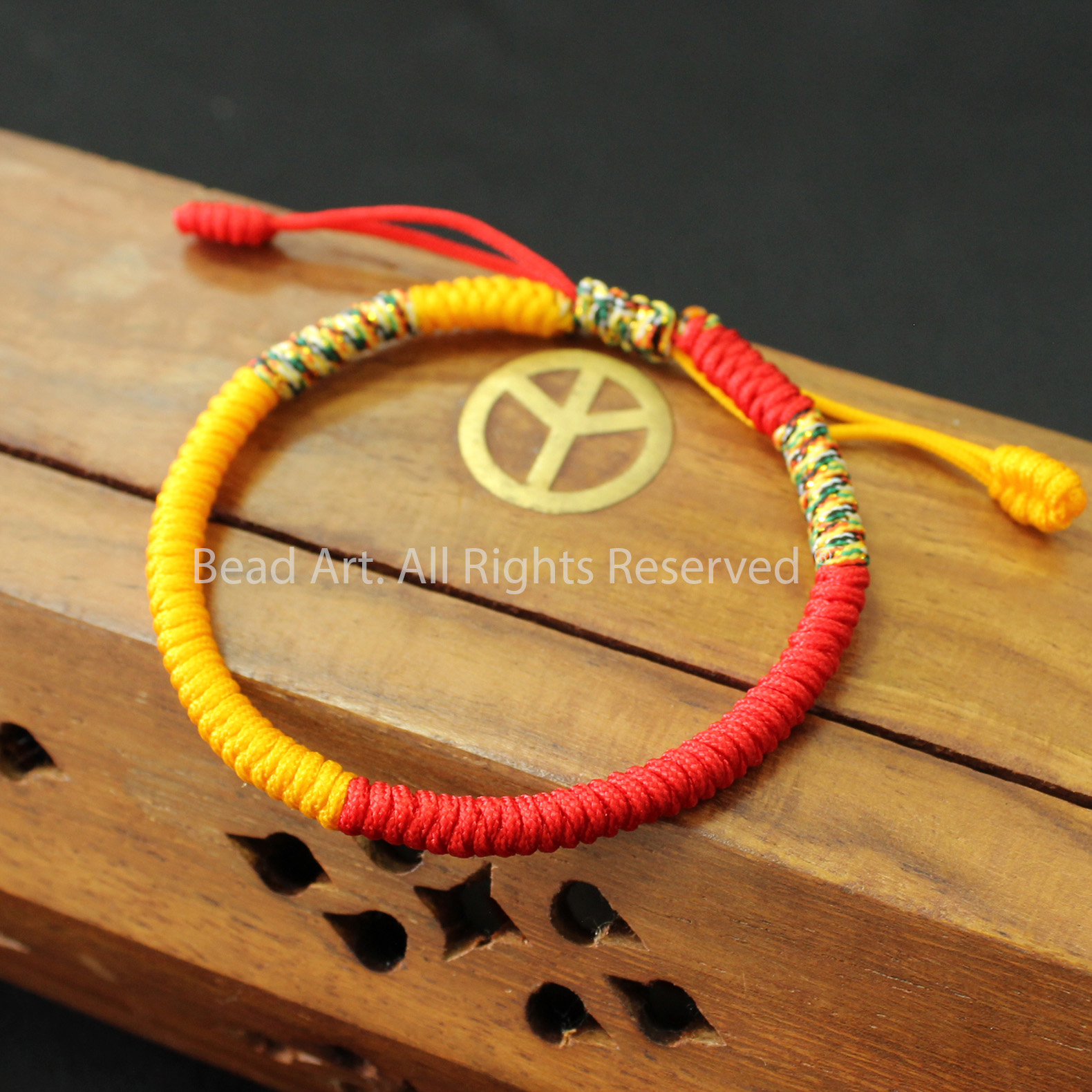 Vòng Tay Dây Ngũ Sắc Thắt Chỉ Màu Tibet Handmade , Vòng Tay Phong Thuỷ, Hợp Mệnh Hoả, Thổ - Bead Art