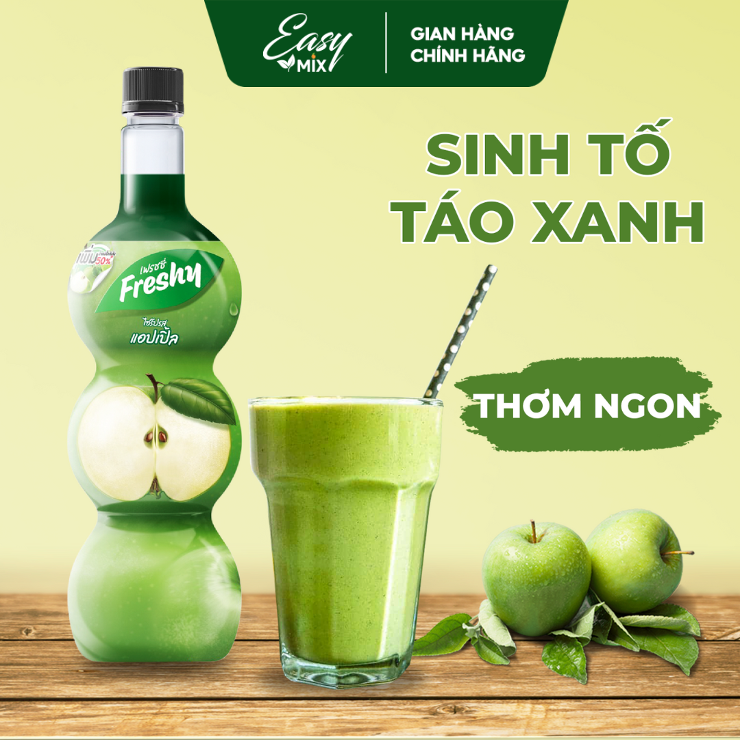 Siro Táo Xanh Freshy Green Apple Syrup Nguyên Liệu Pha Chế Trà Sữa Chai 710ml