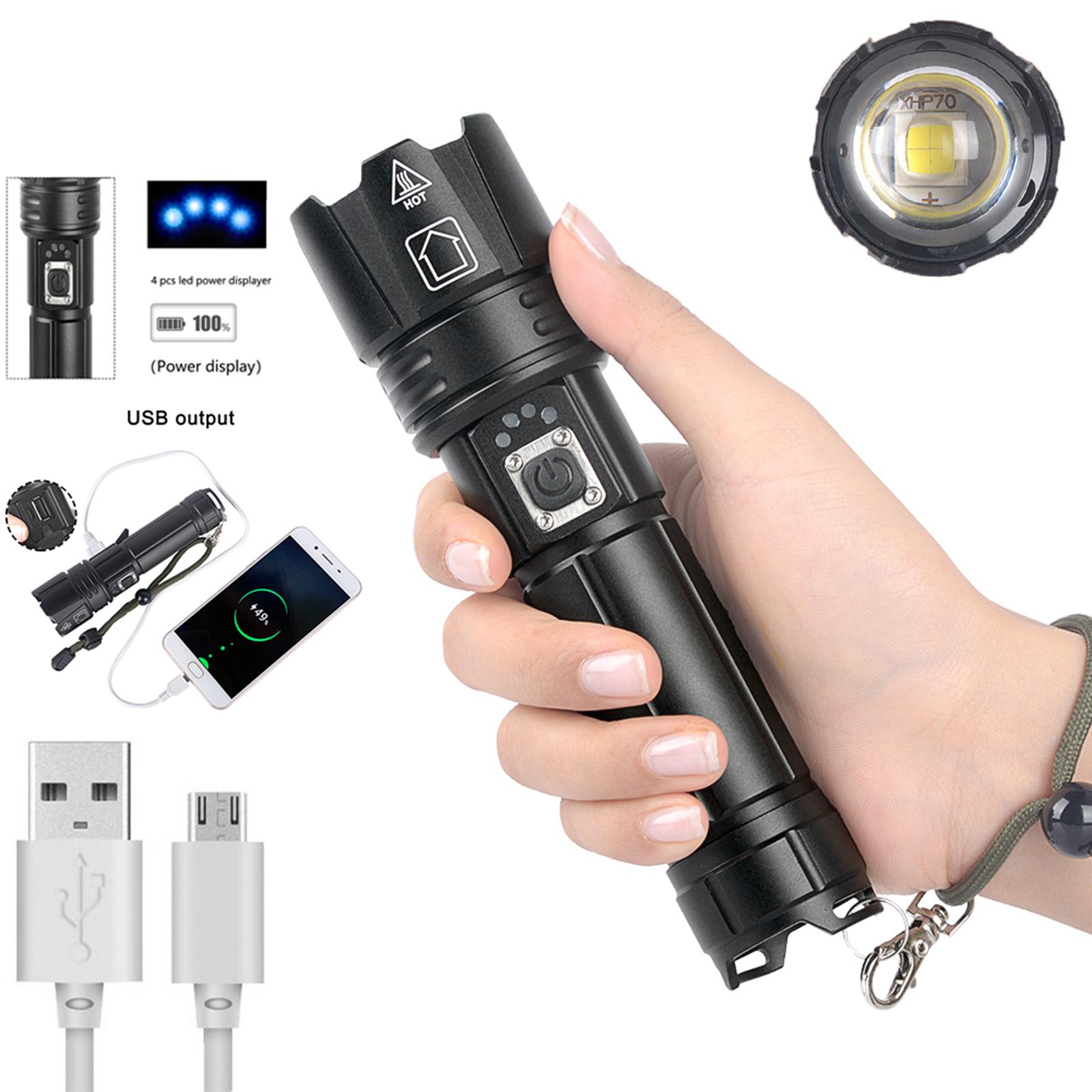 Rechargeable    Flashlight - High Lumens LED, Super Bright, Zoomable, 3 Modes, Water Resistant - Outdoor Camping, Emergency Flashlights