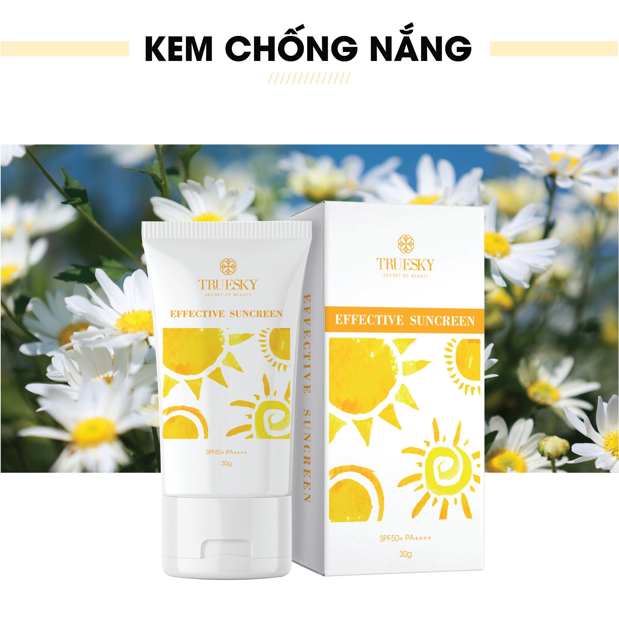 Kem chống nắng Truesky giúp chống nắng suốt cả ngày SPF 50+ PA+++ 30ml - Effective Suncreen