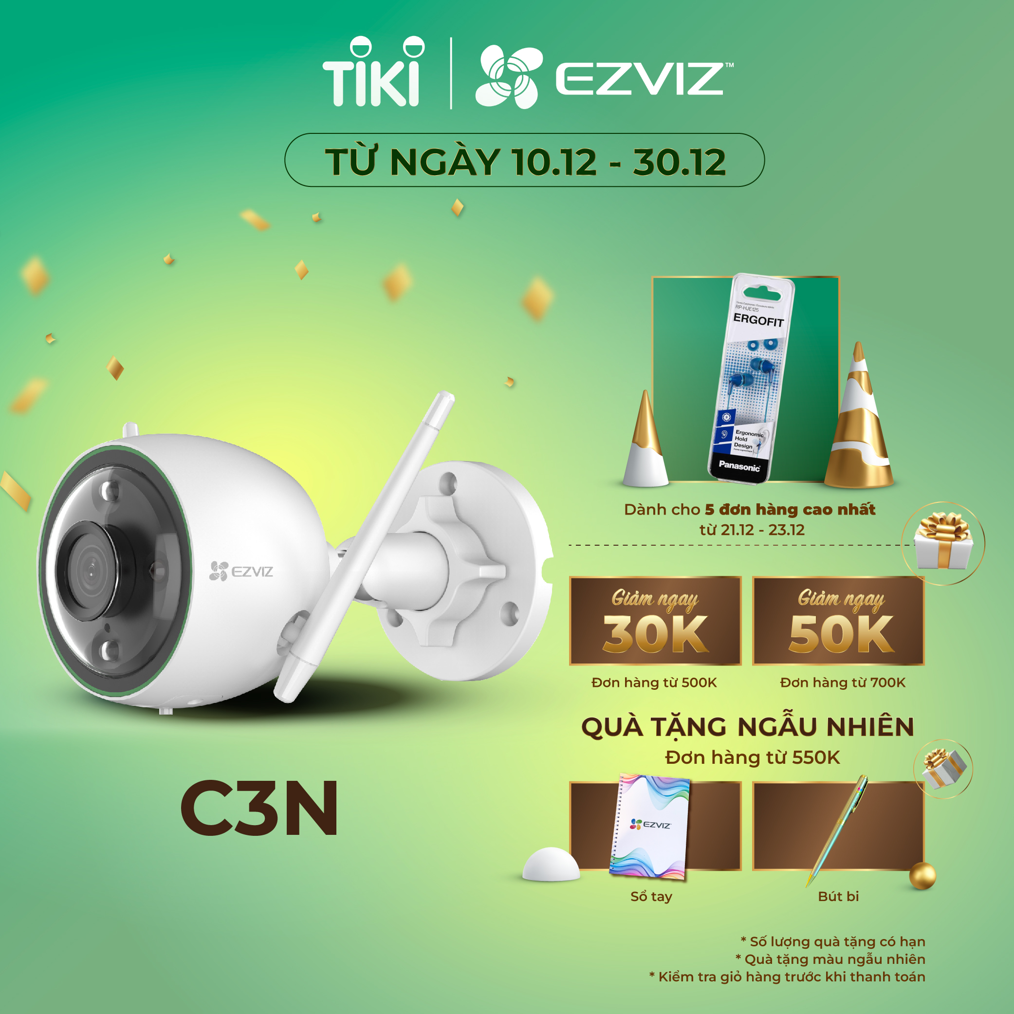 Camera Wifi EZVIZ C3N 2MP FHD1080P Ngoài Trời, Có Màu Ban Đêm, AI Thông Minh - Hàng Chính Hãng