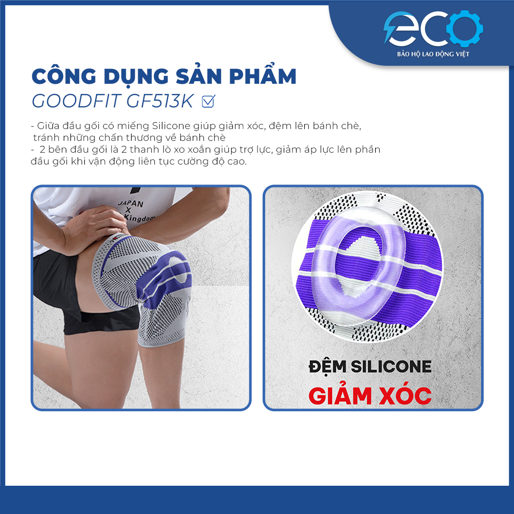 Băng bảo vệ đầu gối, bó gối thể thao silicon GF513K GoodFit chính hãng giá tốt