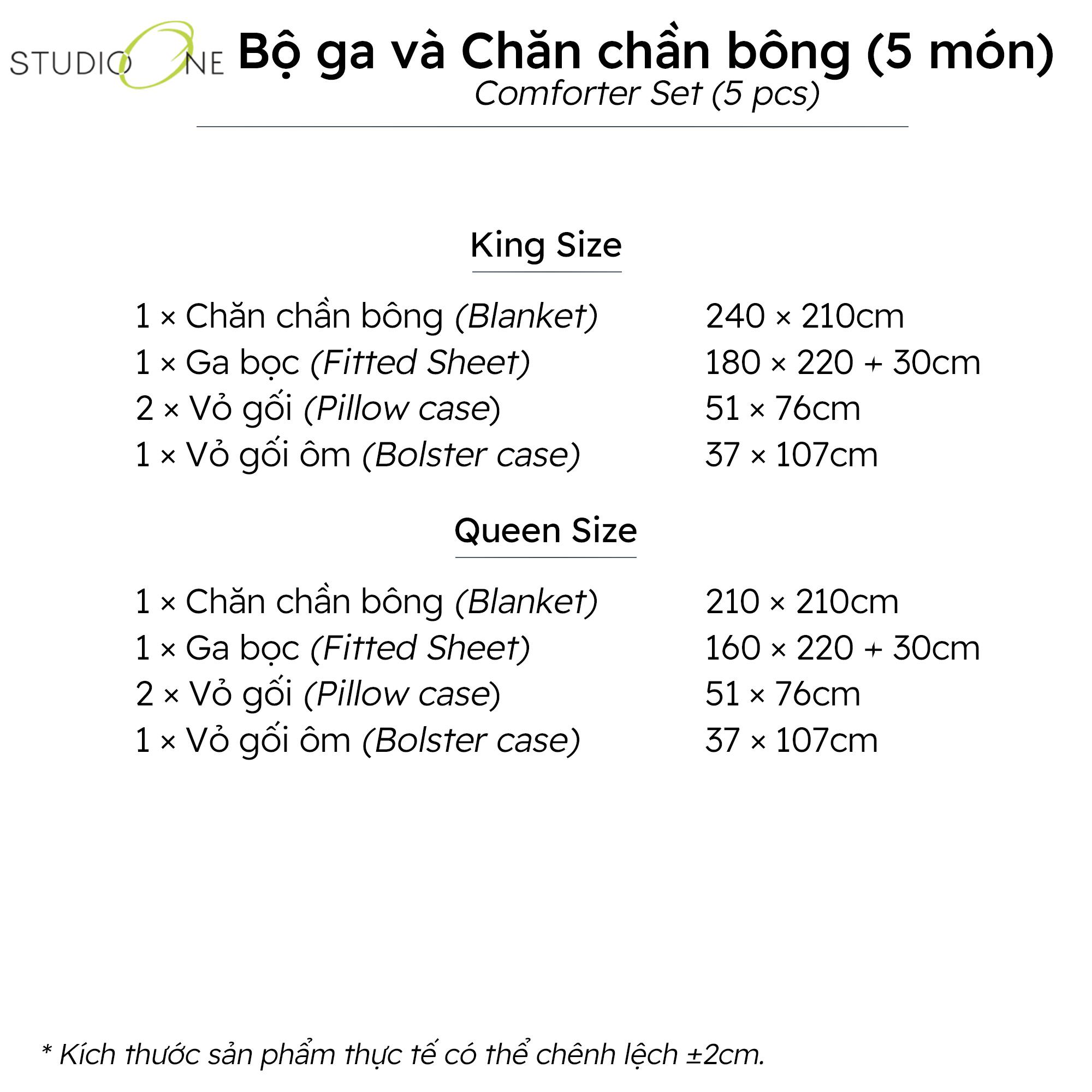 Bộ ga và Chăn chần bông Studio One Ornate Microxt, 5 món