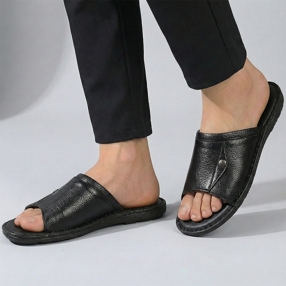 Dép Nam Quai Ngang HA NAM Da Bò Thật Cao Cấp DNA2124