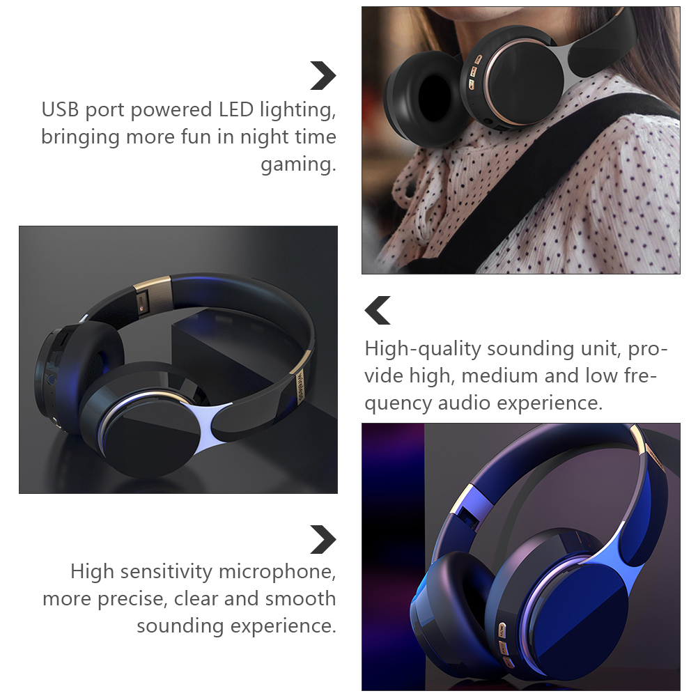 Tai Nghe Over Ear Gấp Gọn Tai Nghe Không Dây Cho Máy Tính Laptop Điện Thoại Máy Tính Bảng