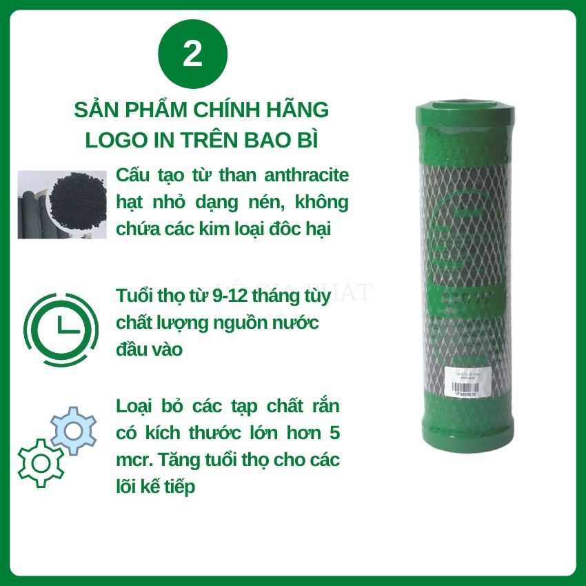 COMBO LÕI LỌC NƯỚC SỐ 1-2-3 (PP 10&quot; 5MICRO - CTO - OCB) - HÀNG CHÍNH HÃNG