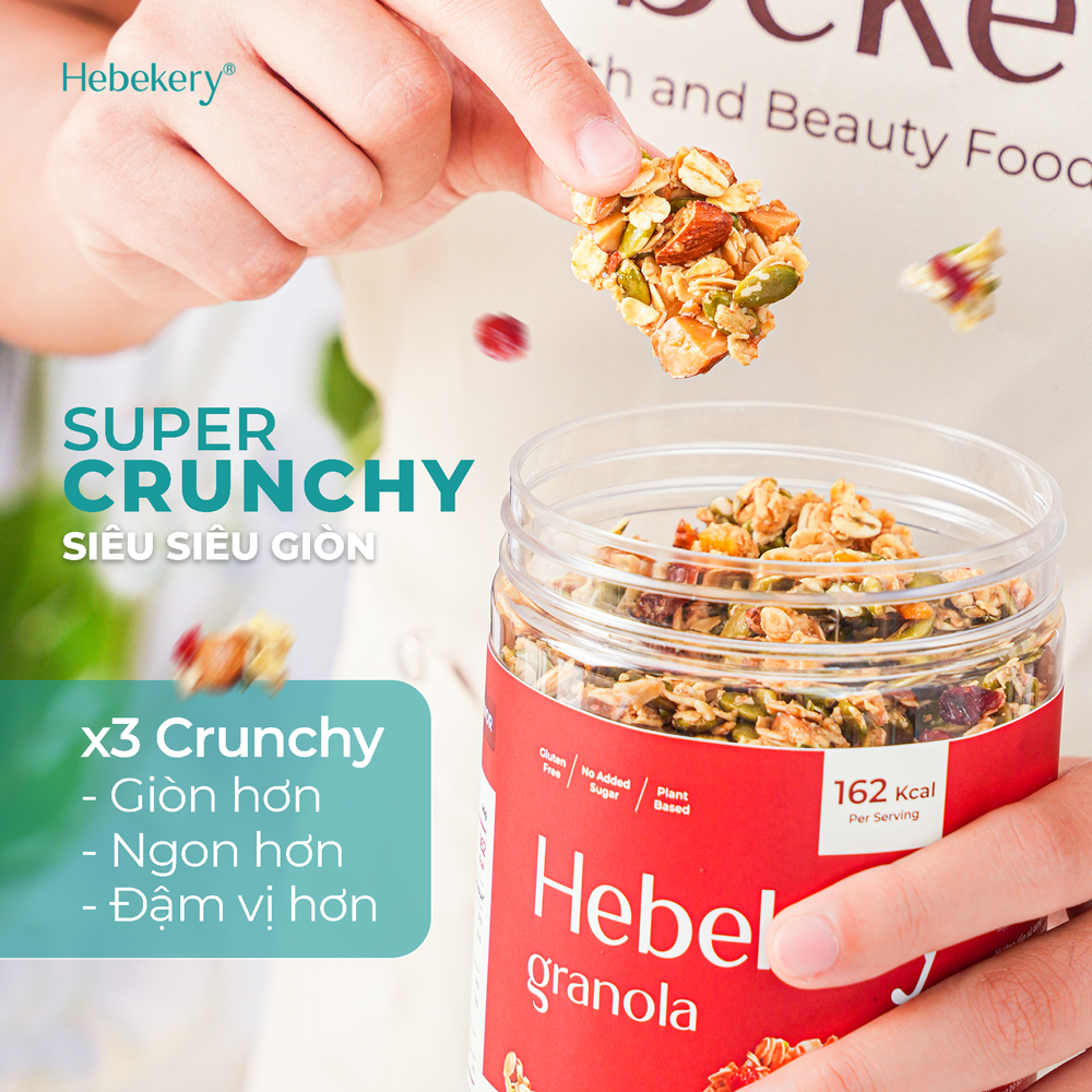 Granola Low Calories Siêu Giòn 5 Vị - Ngũ Cốc Dinh Dưỡng Ít Calo Ăn Kiêng Lành Mạnh Tự Nhiên Hebekery by Hebe