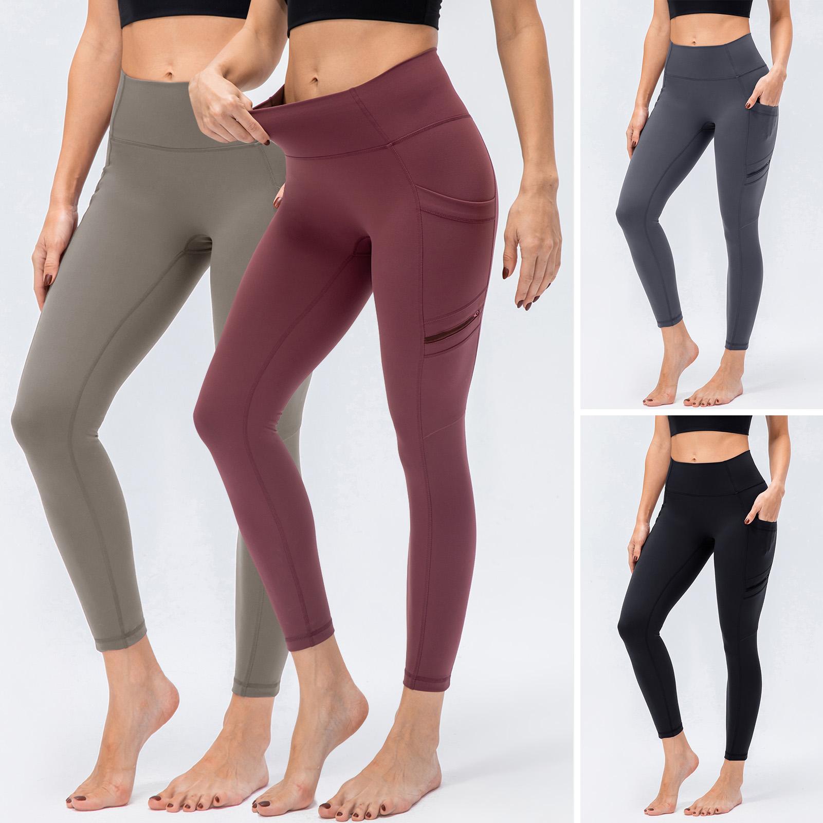 Quần legging yoga nữ với túi bên hông rộng eo cao bó sát