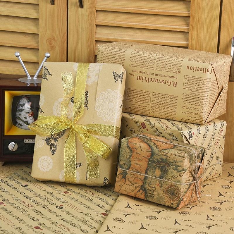 Giấy gói quà nền kraft cổ điển siêu vintage, sang trọng