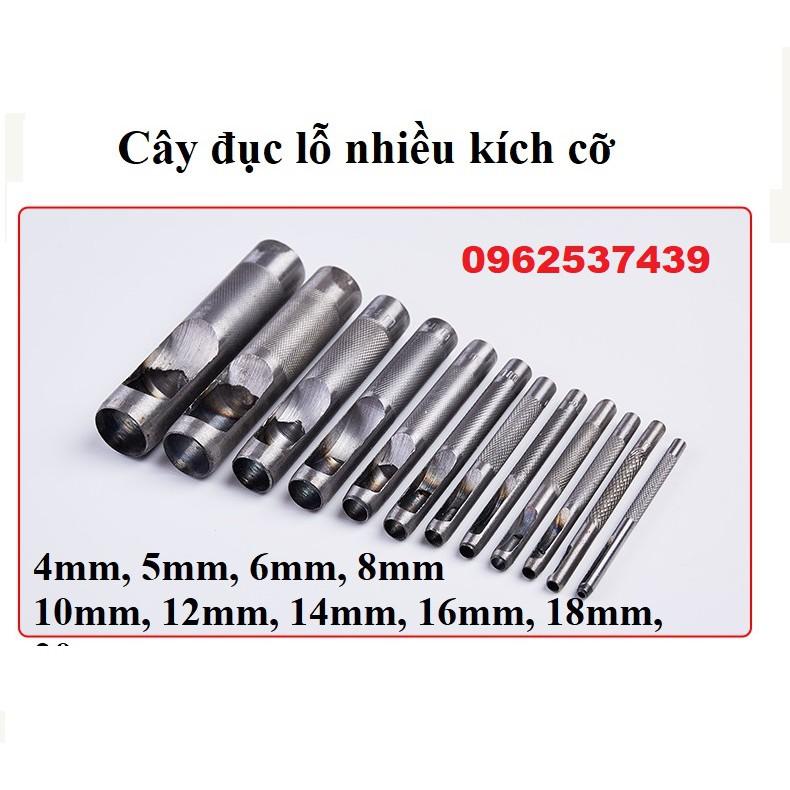 Cây đục lỗ Dụng cụ đục lỗ tròn Size 1-1.5-2-2.5-3-3.5-4-5-6-7-8-9-10mm Bằng thép không gỉ Sắc bén Hàng nhập loại 1