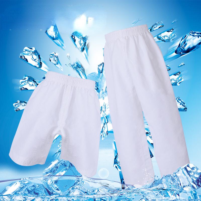 Quần Taekwondo quần polyester màu đen trẻ em người lớn quần short trẻ em quần nhẹ nhẹ quần dài quần thể thao Color: White cotton shorts Size: XXS 120