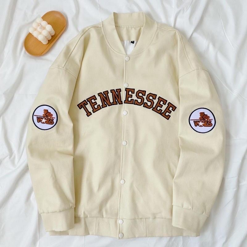 Áo Khoác Kaki BOMBER TENNESSEE Form Rộng Tay Dài Ulzzang màu KEM/ĐEN ️/Nam Nữ Unisex