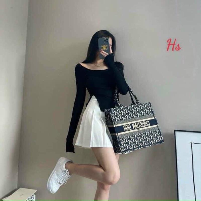 Áo Thun Body Nữ Dài Tay Xẻ Tà Vạt Lệch 3 Màu Siêu Xinh Cực Dễ Phối Đồ