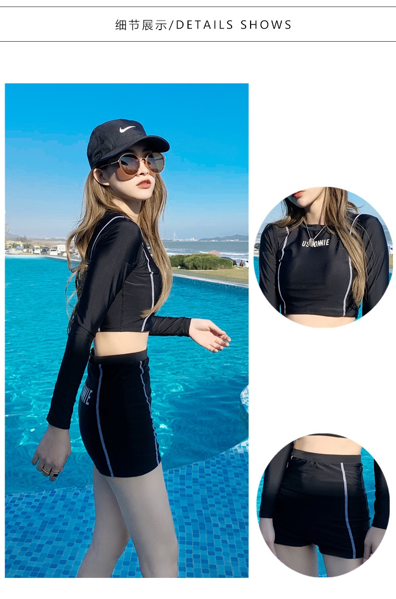 Bộ Đồ Bơi Tay Dài Chống Nắng Lưng Cao Dáng Ôm Thời Trang Quyến Rũ Cho Nữ