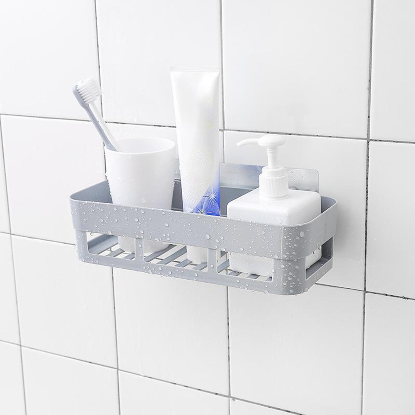 Plastic Bathroom Caddy Shower Storage Rack Kitchen Wall Shelf White