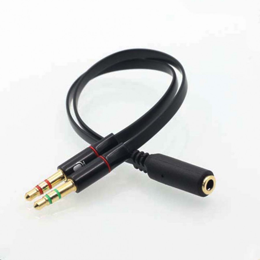 Dây Audio chuyển tai nghe 3.5mm đầu cái sang 2 đầu Mic và Tai nghe đầu đực