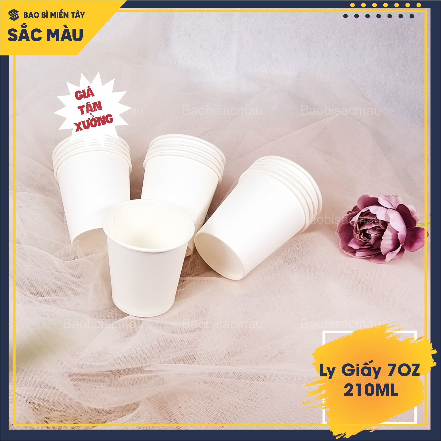 Sỉ 50 cốc giấy/ ly giấy uống nước văn phòng 7oz dung tích 210ML