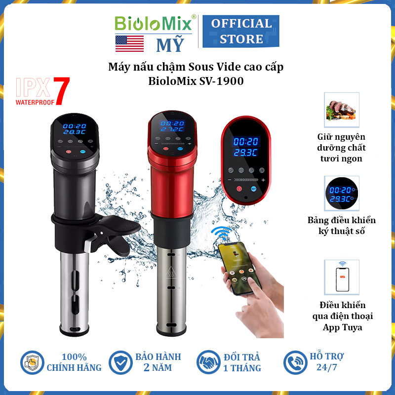 Máy nấu chậm Sous Vide BioloMix SV-1900 IPX7 thế hệ thứ 3 1200W - Hàng Nhập Khẩu