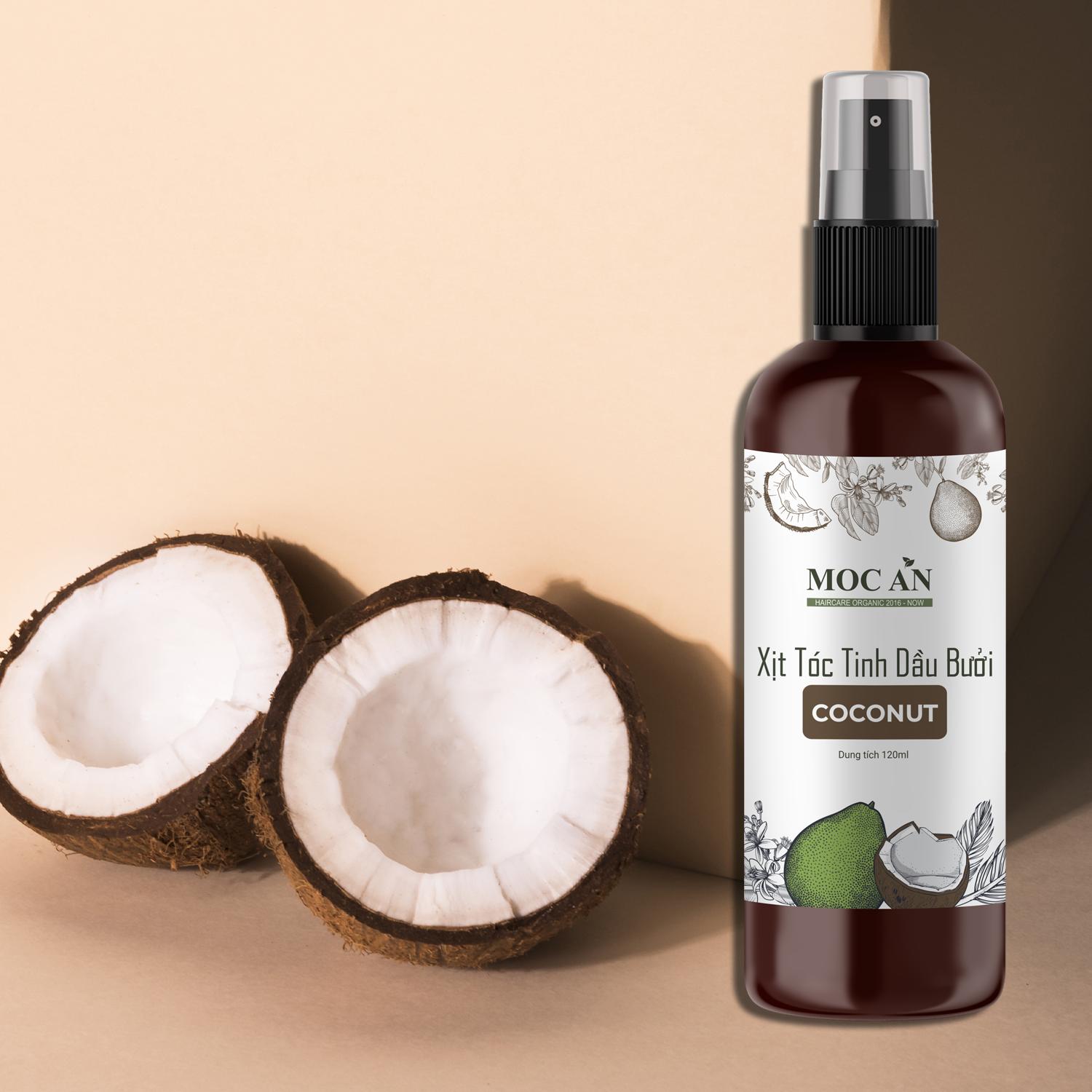 Xịt Kích Mọc Tóc Tinh Dầu Bưởi Dừa Non ( Coconut ) 120ml Mộc Ân Haircare hỗ trợ giảm rụng, giảm mảng bám gàu trên da đầu